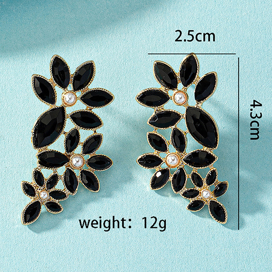 Geometric Black Leaf Alloy Plants Earrings