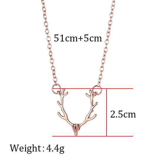 Light Pink Alloy Pendant Elk Necklace