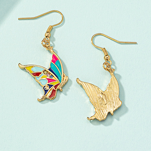 Golden Alloy Glaze Butterfly Detail Earrings