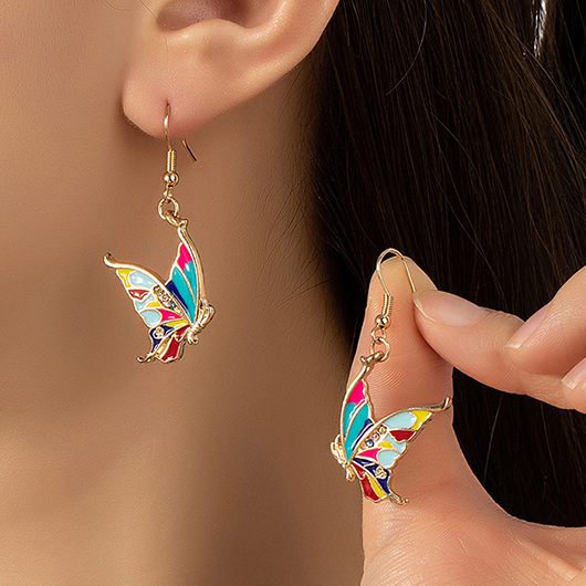 Golden Alloy Glaze Butterfly Detail Earrings