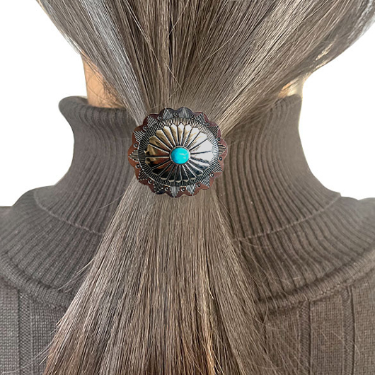 Silver Hair Accessory Round Metal Scrunchie
