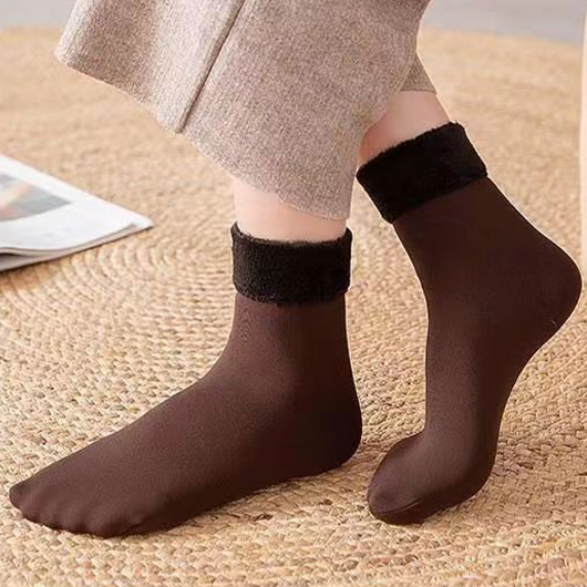 Mid Calf Dark Coffee Plush Socks