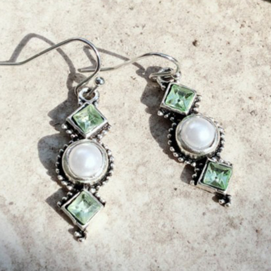 Silvery White Alloy Hot Drilling Earrings