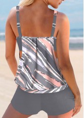 Geometric Print Fake 2in1 Multi Color Tankini Top-No Bottom