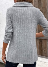 Patchwork Light Grey Long Sleeve Cowl Neck Sweatshirt