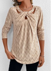 Velvet Long Sleeve Champagne T Shirt