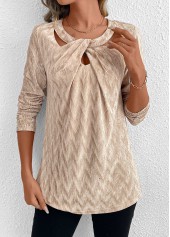 Velvet Long Sleeve Champagne T Shirt