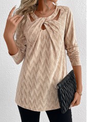 Velvet Long Sleeve Champagne T Shirt