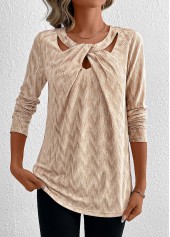 Velvet Long Sleeve Champagne T Shirt