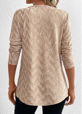Velvet Long Sleeve Champagne T Shirt