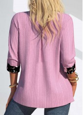 Random Floral Print Pink Fake Two Piece Twinset