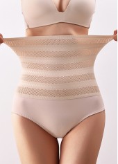 Skin Color High Waisted Lace Patchwork Shapewear Panties