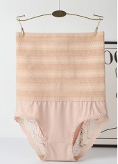 Skin Color High Waisted Lace Patchwork Shapewear Panties