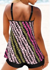 Mid Waisted Circular Ring Multi Color Tankini Set
