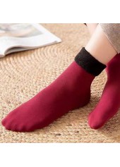 Mid Calf Wine Red Plush Socks