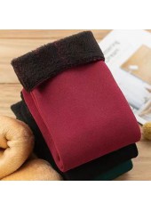 Mid Calf Wine Red Plush Socks