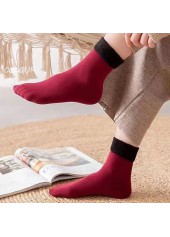 Mid Calf Wine Red Plush Socks