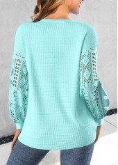 Lace Mint Green Long Sleeve Round Neck Sweatshirt
