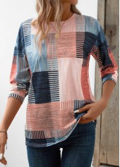 Black Friday Geometric Print Patchwork Pink T Shirt