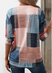 Black Friday Geometric Print Patchwork Pink T Shirt
