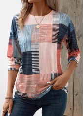Black Friday Geometric Print Patchwork Pink T Shirt