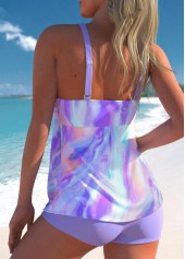 Mid Waisted Ombre Criss Cross Light Purple Tankini Set