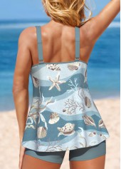 Mid Waisted Marine Life Print Lightweight Tankini Set