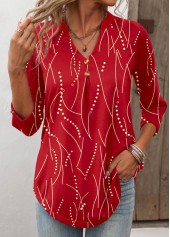Black Friday Geometric Print Hot Stamping Red T Shirt