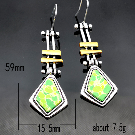 Light Green Metal Shield Geometric Earrings