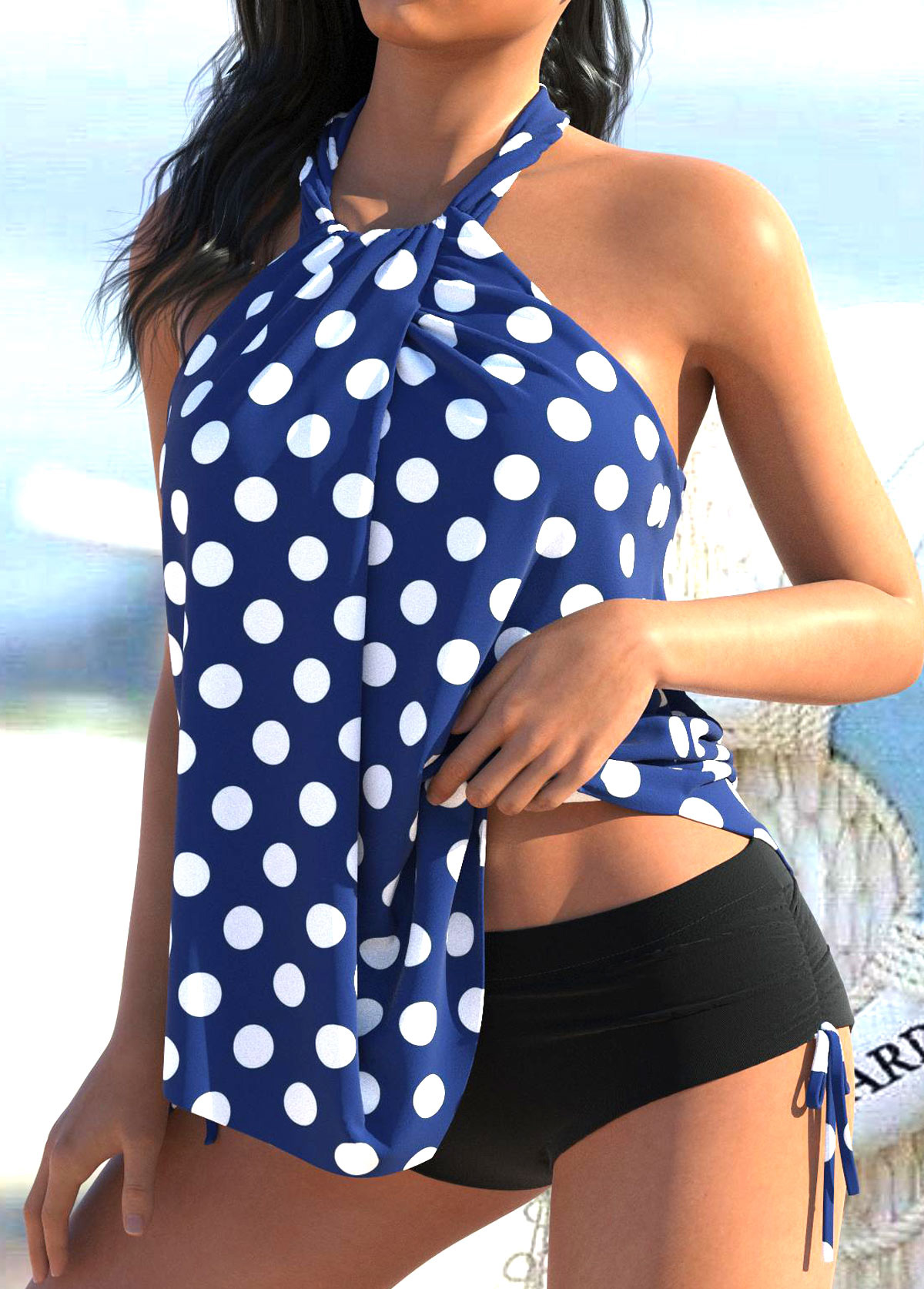 Polka Dot Blue Crinkle Tank main image 1