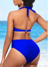 Royal Blue Halter Sheer Lace One Piece Swimwear
