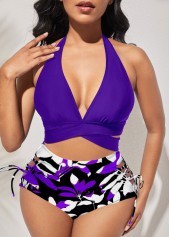 Criss Cross Tie Purple Bikini Top-No Bottom