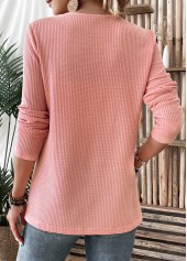 Layered Dusty Pink Long Sleeve Round Neck T Shirt