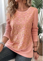 Layered Dusty Pink Long Sleeve Round Neck T Shirt