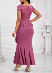 Mermaid Dark Reddish Purple Short Sleeve Maxi Bodycon Dress