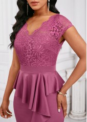 Mermaid Dark Reddish Purple Short Sleeve Maxi Bodycon Dress