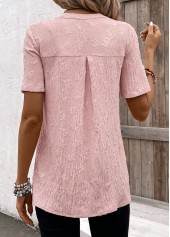 Pearl Pink Short Sleeve V Neck Blouse