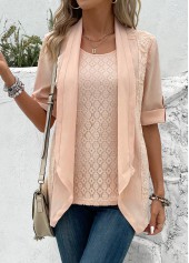 Dusty Pink Half Sleeve Fake Two Piece Twinset