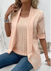 Dusty Pink Half Sleeve Fake Two Piece Twinset