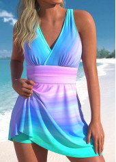 High Waisted Ombre Criss Cross Swimdress and Shorts