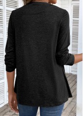 Wave Pattern Print Long Sleeve Fake Two Piece Twinset