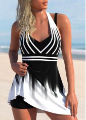 Ombre Cut Out Black Swimdress Top-No Bottom