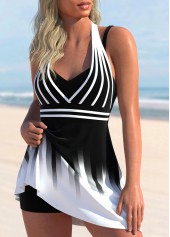 Ombre Cut Out Black Swimdress Top-No Bottom