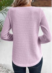 Lace Light Purple Long Sleeve Round Neck T Shirt
