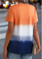 Ombre Button Multi Color Short Sleeve T Shirt