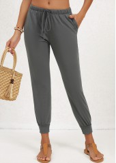Pocket Dark Grey Mid Waisted Jogger Pants