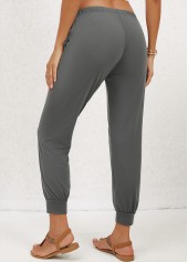 Pocket Dark Grey Mid Waisted Jogger Pants