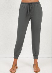 Pocket Dark Grey Mid Waisted Jogger Pants
