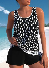Polka Dot Bowknot Black Tankini Set