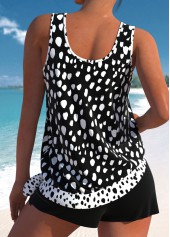 Polka Dot Bowknot Black Tankini Set